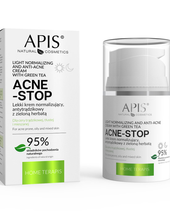 ACNE-STOP / Home terApis Lekki krem normalizujący, antytrądzikowy z zieloną herbatą