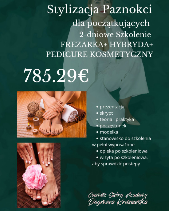 Praca Frezarką + Manicure Klasyczny+Manicure Hybrydowy + Pedicure Kosmetyczny - szkolenie