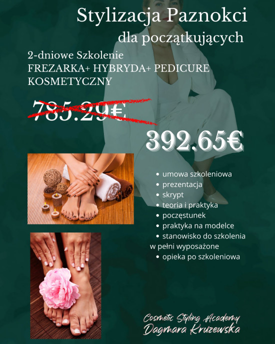 Praca Frezarką + Manicure Klasyczny+Manicure Hybrydowy + Pedicure Kosmetyczny - szkolenie Praca Frezarką + Manicure Klasyczny+Manicure Hybrydowy + Pedicure Kosmetyczny - szkolenie